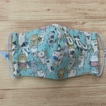こども立体ガーゼマスク（猫だらけ/ミントブルー）