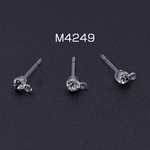 M4249    30個    樹脂ピアス 石付き 3mm 1カン クリア/クリスタル 3×【10ヶ】