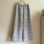 バイオウォッシュ加工ボーダーリネンで作ったワイドパンツ