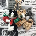 オーダー品☆iamichigo様【送料無料】ハチワレ＆茶トラ猫*あみぐるみキーホルダー