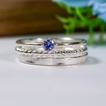 【豪華な3本セット】《タンザナイト0.1ct》silver 好きの方にピッタリ★付け心地の良いコーデリング♡つけっぱなしもOK♪重ね付け・アレルギー対応・ピンキーリング・0号以下対応・色落ちしない