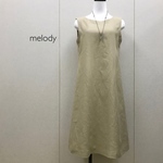 【jazz1様 注文分】フレンチリネン  ノースリーブ  ワンピース[ページュ]