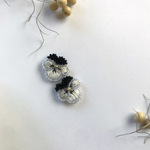 【パンジー】ビーズ刺繍　ビーズピアス　ビーズイヤリング　刺繍　刺しゅう　パンジー　ビオラ　マット　ブラック