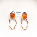 再販＊大ぶり 琥珀色 ニュアンス イヤリング or ピアス
