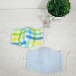 子供用立体マスク（Mサイズ）2枚セット 無地の水色&チェック柄