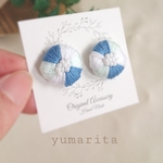 空色 ブルー の サークル  刺繍ピアス /イヤリング    (*´˘`*)  送料無料        