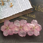 河津桜の押し花バレッタ