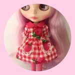 ギンガムstrawberryワンピース&ニーハイソックス♡red