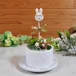 花かんむり白うさぎ*ケーキトッパー(フェイククッキー）