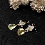 【W様オーダー品】k14gf*レモンクォーツ*デザインフックピアス