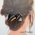 ＊再販×2＊【送料無料】大人ヘアアクセサリー　スカーフ柄　ブラック　バレッタ　ヘアクリップ