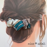 ＊再販×2＊【送料無料】大人ヘアアクセサリー　スカーフ柄　グリーン　バレッタ　ヘアクリップ