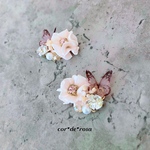 花と蝶のピアス*pink　ピアス/イヤリング