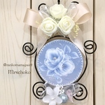 【yukarieeee様専用のページ】薔薇＊手のひらサイズの壁飾り　Ｃ　＊ワイヤークラフト＆トールペイント　リボン　お花