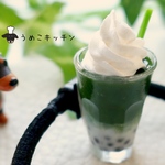 ミニチュア　抹茶タピオカミルクティーフロート　ヘアゴム  ミニチュアフード 