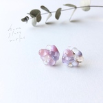 ガラスピアス　ピンク×ラベンダーミックス　箱付き 