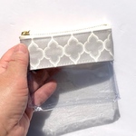 感謝セール品❤️モロッカン柄グレー便利ラミネート ミニポーチ