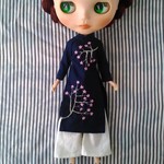 （再販）ブライス服★さくらの刺繍のアオザイ★民族衣装