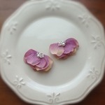 ★あじさいのイヤリング★ハーフ型パープル
