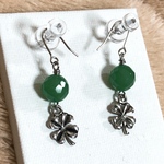 アベンチュリンとクローバー☘ ステンレスピアス