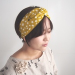 Wガーゼ　シカ柄（マスタード）　ヘアバンド