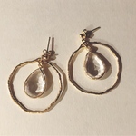 ゴールドフープ×クリスタルピアス/イヤリング