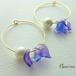 再再販☆アメジスト・パープルの花びらフープピアス☆18K