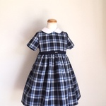紺×ブルーチェックのワンピース　110サイズ(限定一点)