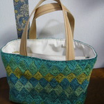 USA生地　ジャカード織り生地の仕切りつきトート