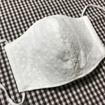 布マスク④ 大人用 立体 ハンドメイド 白 刺繍ダブルガーゼ生地