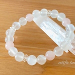 月の女神の浄化〜セレナイトとローズクォーツのブレスレット