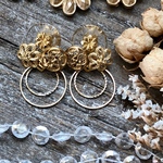 クリアボタン蝶バネイヤリング