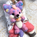 はぐみー！カラフル　きつねさんストラップ　羊毛フェルト