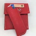 ネーム入り　本革　レッドのポケット（携帯）灰皿＆ライターホルダー