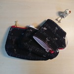 黒猫様専用❗楽譜ネコブラック底角丸のポーチ(中&小)と使いかけマスクケース