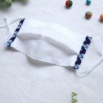 白色の縁に菱型文様のさらしのマスク（プリーツ型・大人用）日本製、Kimono upcycling