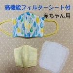 高機能フィルターシート付き　立体布マスク　形状保持テープ付　当て布付　赤ちゃん用