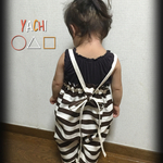 再販×10☆新色⇒茶&白の横しましま☆楽ちん長〜〜く着れるつなぎ 80〜