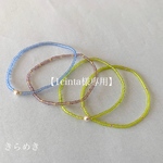【1cinta様専用】春色ゴムブレスレット【ビーズ、ゴム、ゴムブレスレット、パステルカラー、ゴールド、金、シンプル、華奢、上品】