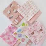 22×22　お得な5枚セット　４重ガーゼハンカチ　リボン＆ハリネズミ