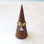 イスラエルのアネッタ～華奢なリーフBのスワロのトライアングル（5色）♡リング♪