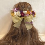 【yuu-chan様 専用出品】セミオーダー mustard yellow purple gold tulle ribbon ヘッドドレス 卒業式 ウエディング   髪飾り