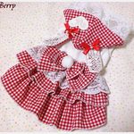 オーダー☆ 赤白ギンガムチェック&レースの兎さんワンピ　Berry