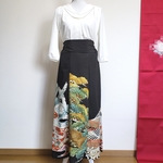 【特別価格♡送料無料】金駒刺繍　松　波　黒留袖　着物リメイク　ロングスカート