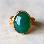 SALE＊古代スタイル＊天然グリーンアゲート　指輪＊10号　BZ