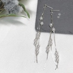 シルバー　チェーン　パール　ロング　ピアス