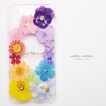 ＊七色押し花スマホケース＊
