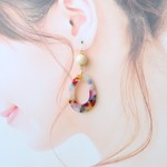 エクルーとオーバル（花柄）♡ピアス・イヤリング♪【K18・14kgf対応】