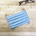 裏地に抗菌・防臭生地使用。プリーツマスク(デニムサックス）