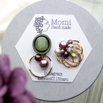 green×purple*レトロボタンピアス/イヤリング
